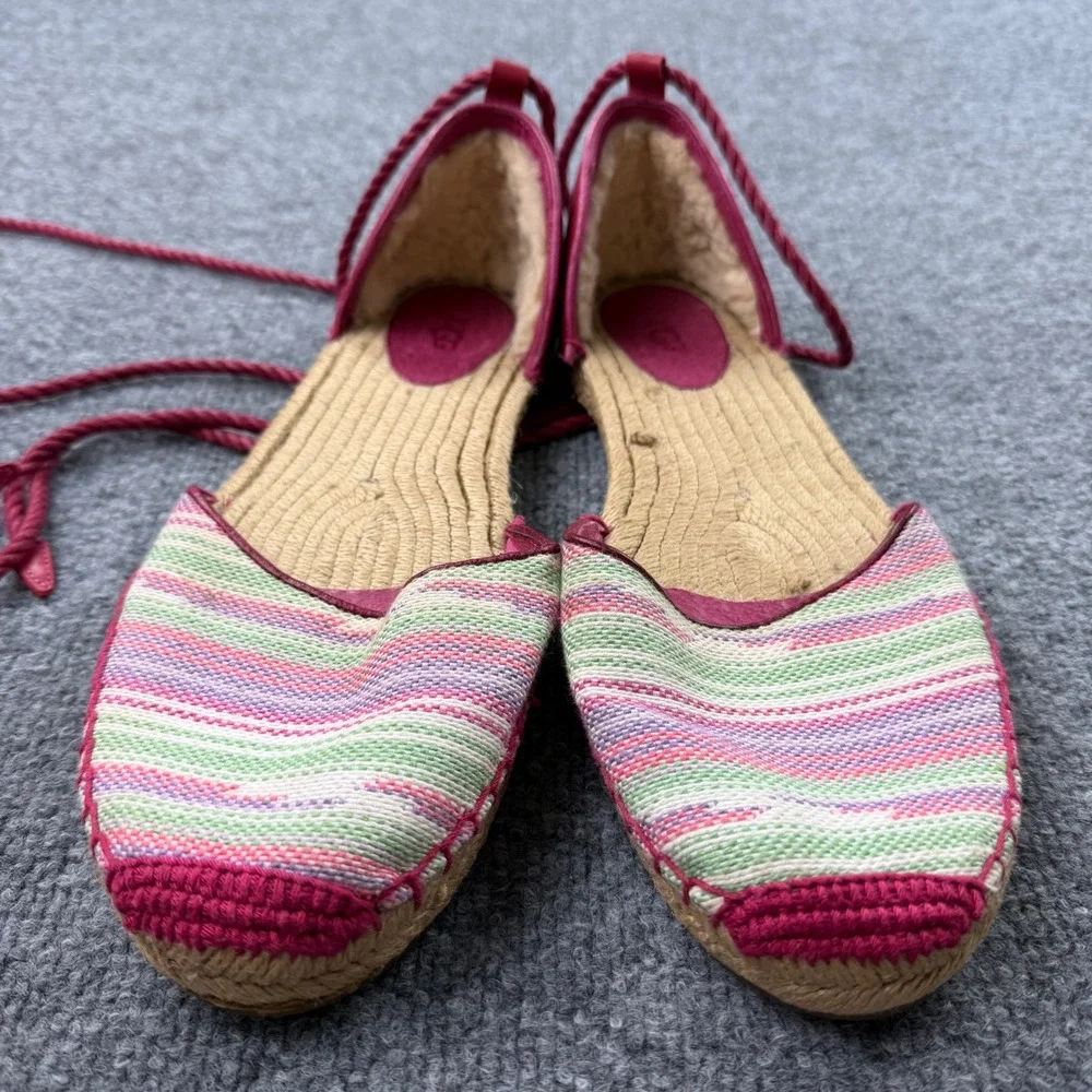 UGG AUSTRALIA LIBBI Sarape Flat Espadrille Womens Size 11 Ankle Lace Tie Sandal